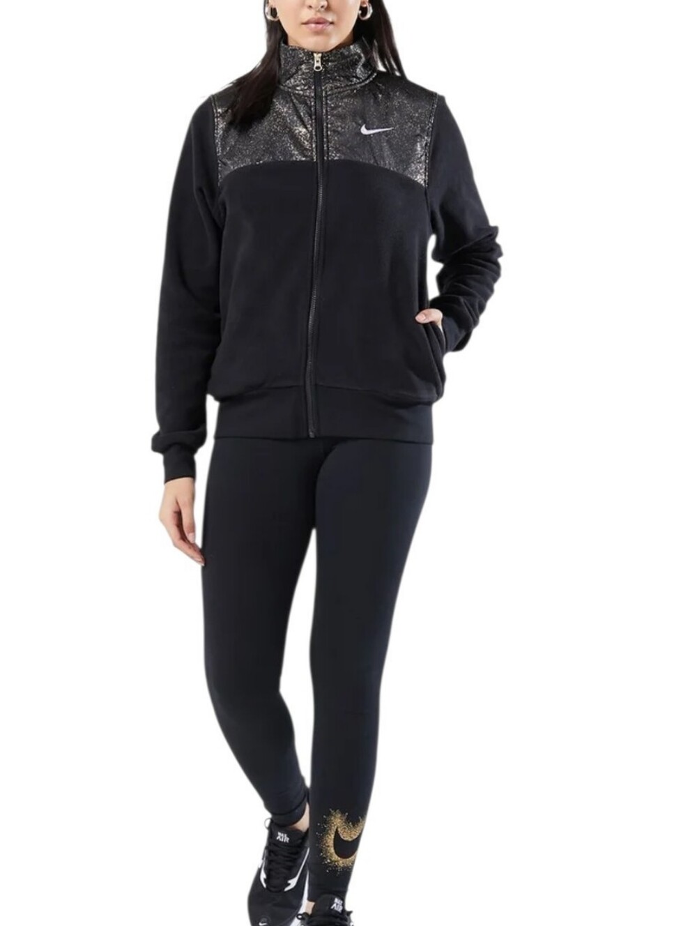 Nike sportswear stardust plush Fleece Full Zip Small Black Cozy Jacket New